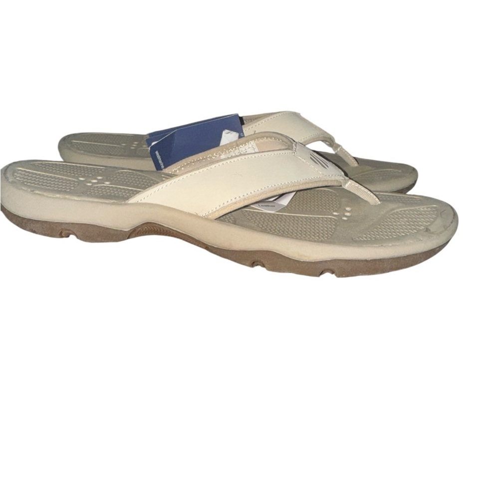 West Marina Men's Beige Boating Beach Vacation Summer Sandals Flip Flops Size 12 - Picture 4 of 5